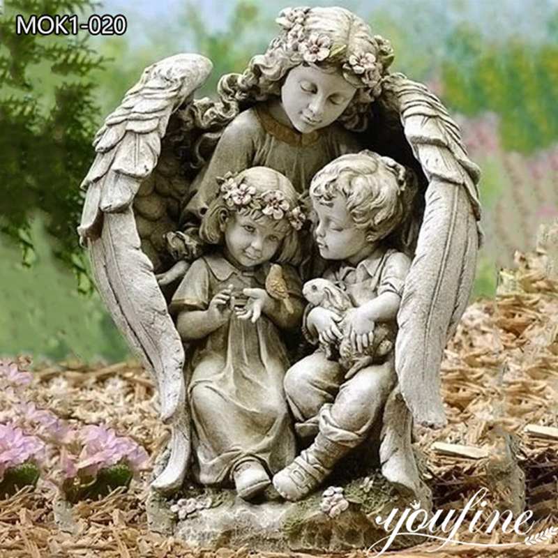 Beautiful Guardian Angel Marble Statue with Children for Sale MOK1-020