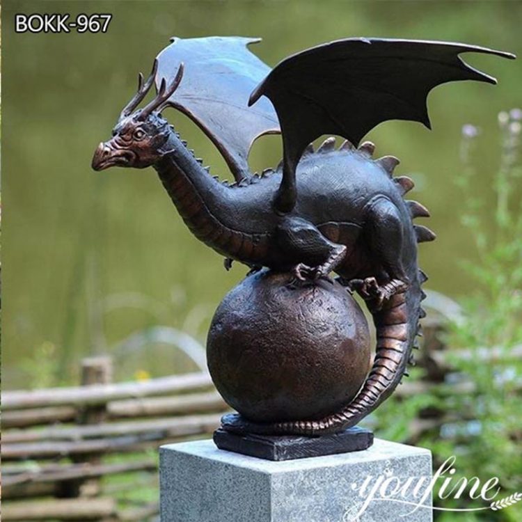 Bronze Casting Brown Western Dragon Statue Outdoor Decor for Sale BOKK-967