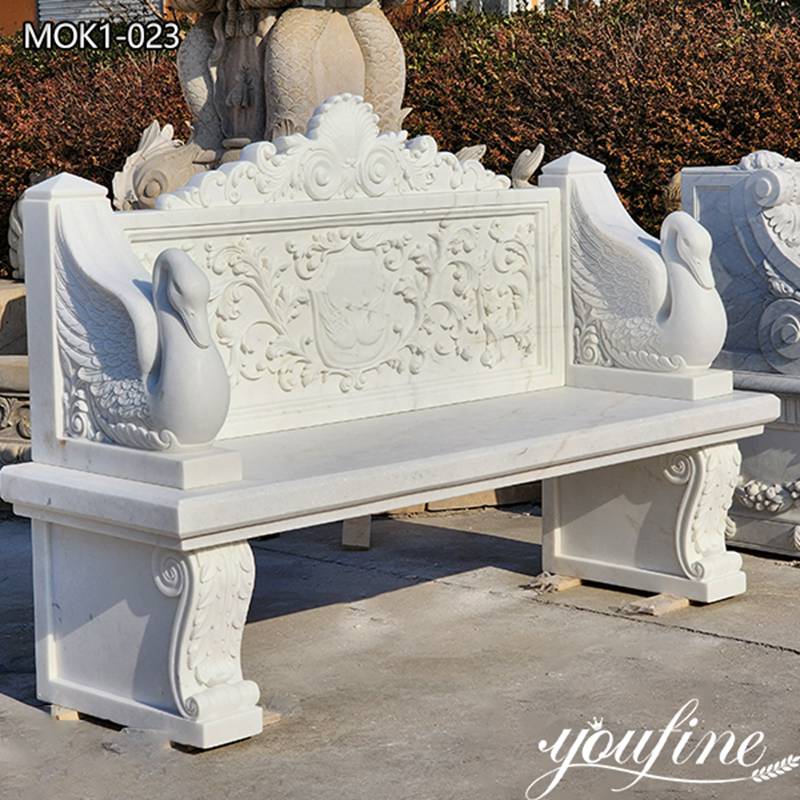 Large Outdoor Marble Bench With Flower Designs