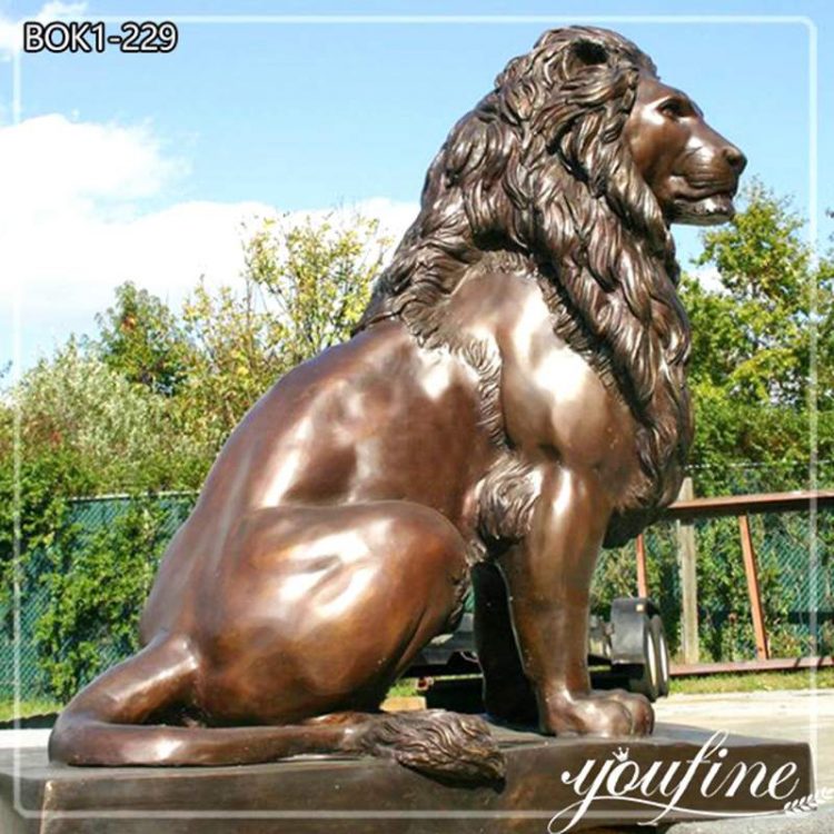 Vintage Bronze Casting Brown Lion Statue Home Decor for Sale BOK1-229