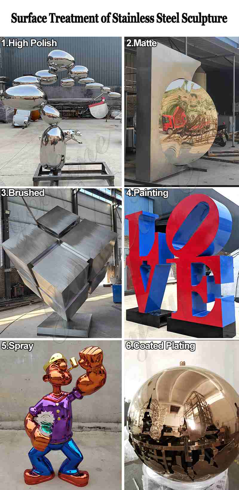 different surface treatment of stainless steel sculpture-YouFine Sculpture