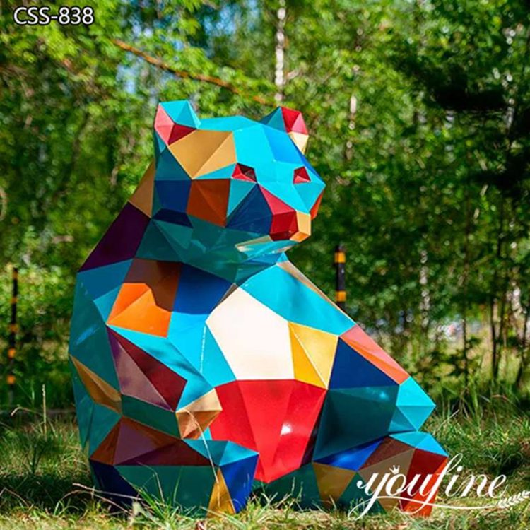 Colorful Geometric Bear Statue Garden Decor Manufacturer CSS-838