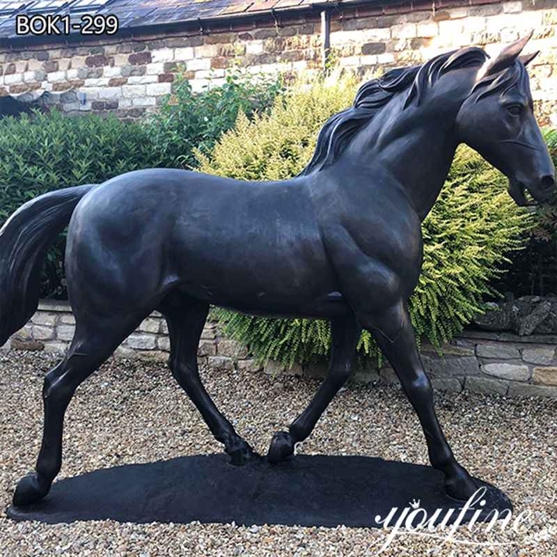 Life Size Bronze Black Standing Horse Statue for sale BOK1-299