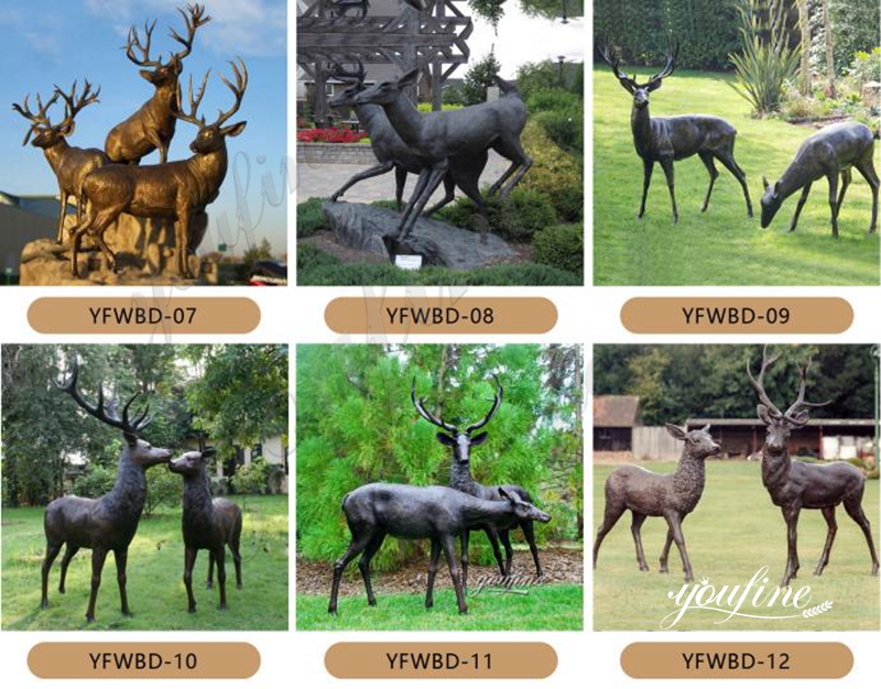 Life Size Bronze Deer Statues Outdoor Decor Supplier BOKK-656
