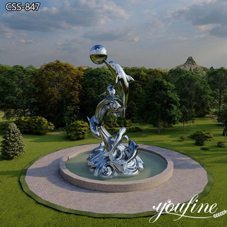 High Polished Stainless Steel Dolphin Sculpture for Pool Supplier CSS-847