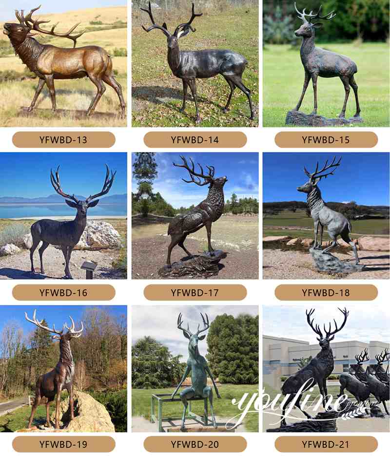 High Quality Bronze Deer Statue Life Size Lawn Ornament Factory Supplier BOK1-025