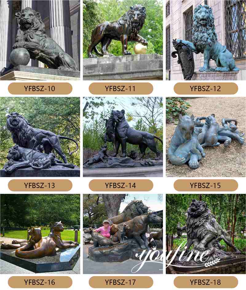 Custom Bronze Lion Crushing a Serpent Sculpture Garden Decor for Sale BOKK-258