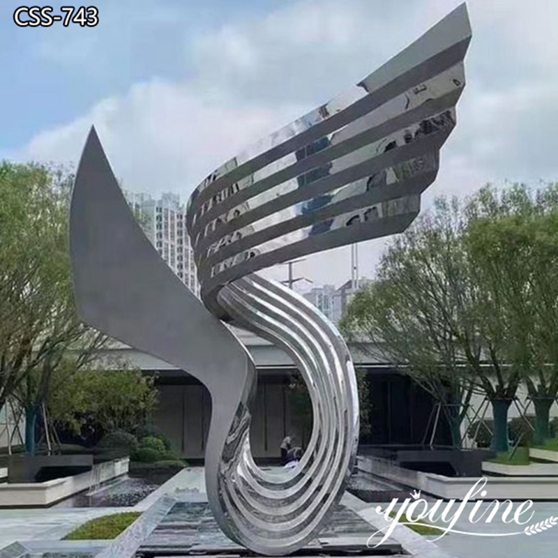 Large Outdoor Abstract Metal Art Wing Sculptures Square Decor Supplier CSS-743