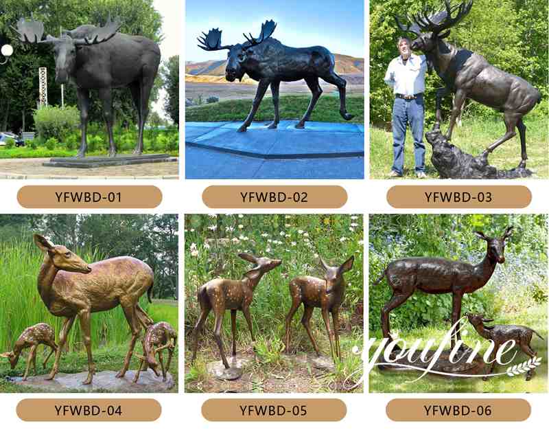 High Quality Bronze Deer Statue Life Size Lawn Ornament Factory Supplier BOK1-025