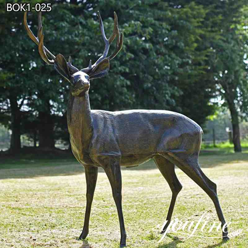 High Quality Bronze Deer Statue Life Size Lawn Ornament Factory Supplier BOK1-025