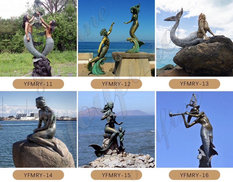 Outdoor Beautiful Life Size Bronze Mermaid Statue for Sale BOKK-794