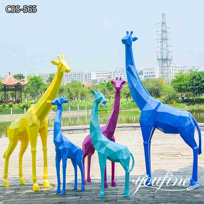 Colorful Metal Giraffe Garden Sculpture YouFine Factory for Sale CSS-565
