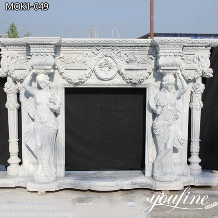 Indoor White Marble Fireplace Design Home Decor for Sale MOK1-049