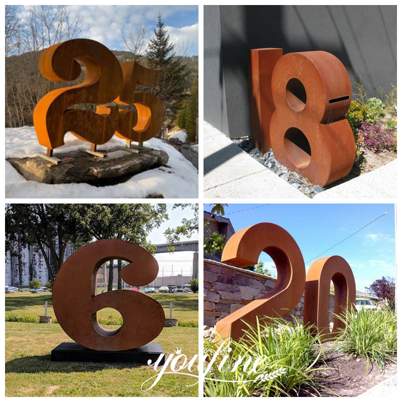 Corten steel number sculpture-YouFine Sculpture