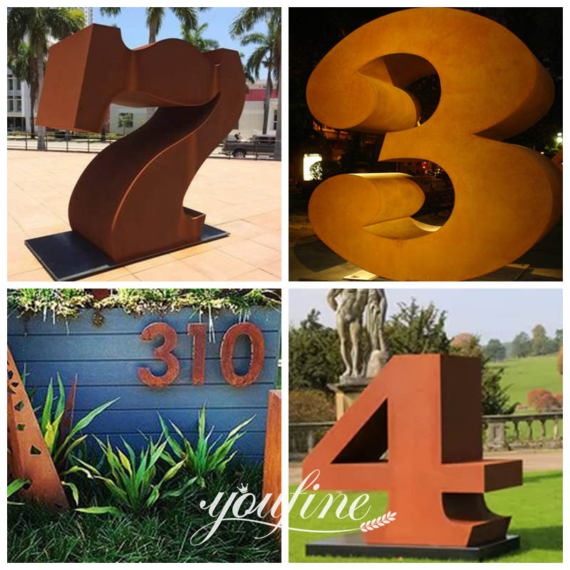 Corten steel number sculpture-YouFine Sculptures