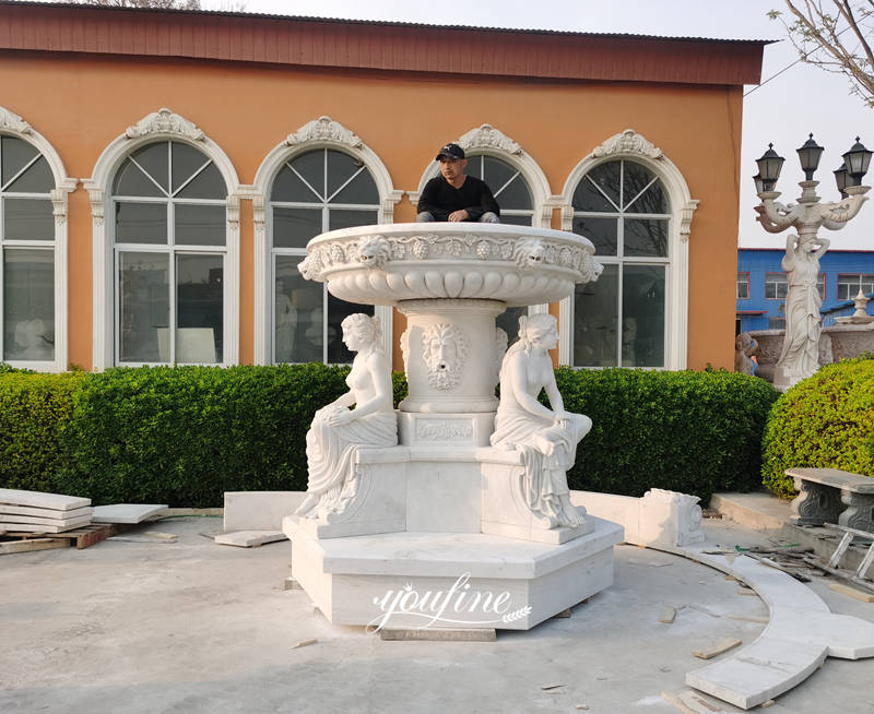 Marble fountain installing process6-YouFine Sculpture