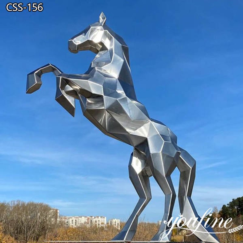 Large Metal Horse Sculpture Mirror Polished Ornament CSS-156