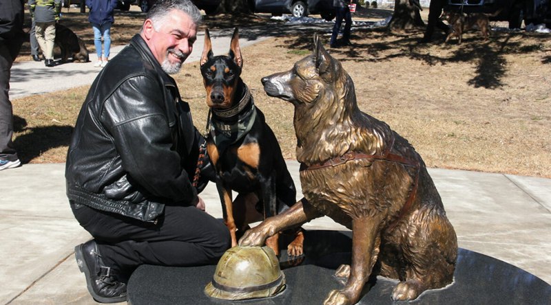 military dog sculpture