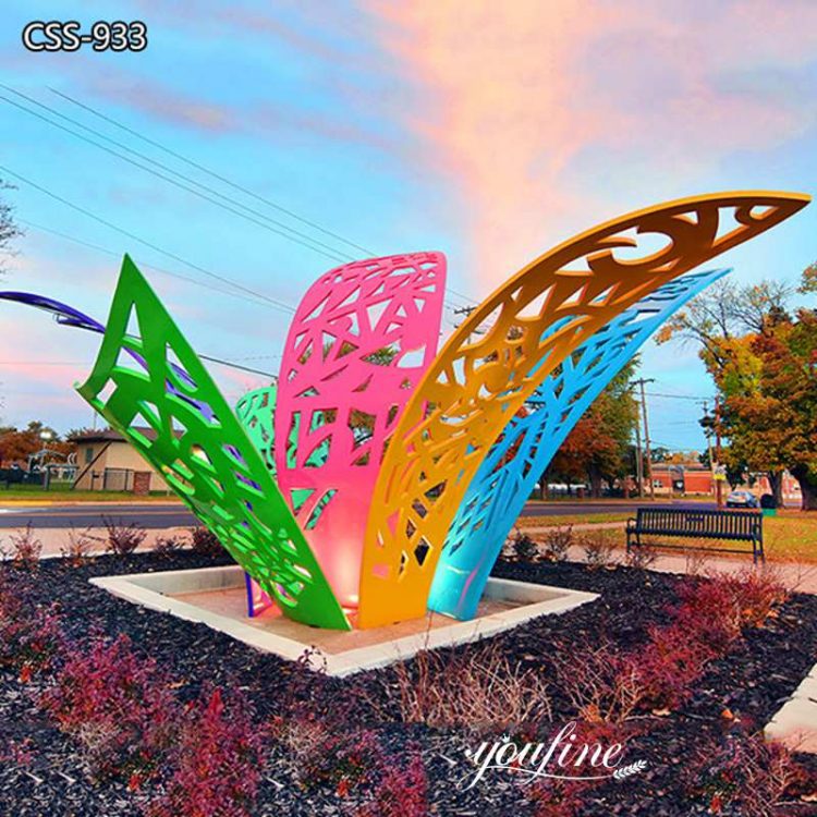 Large Modern Outdoor Sculpture Colorful Bloom Ornament CSS-933