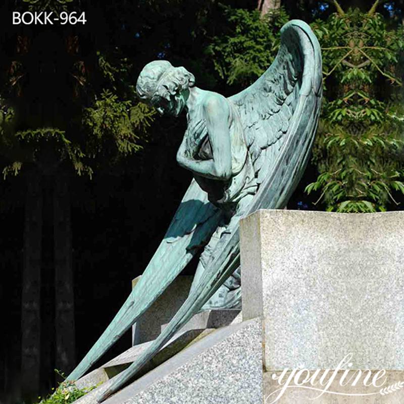 Custom Bronze Mourning Angel Statue for Grave BOKK-964