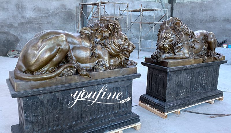 outdoor lion statue pair-02-YouFine Sculpture