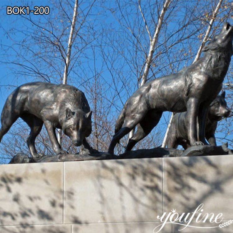 Bronze Wildlife Animals Wolf Statue for Garden BOK1-200