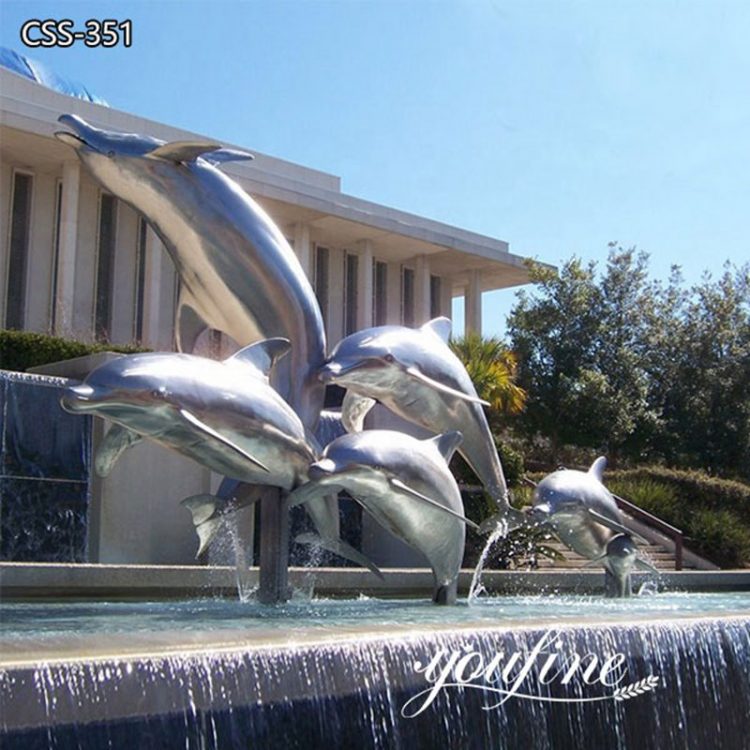 Beautiful Stainless Steel Dolphin Fountain for Pool Water Feature