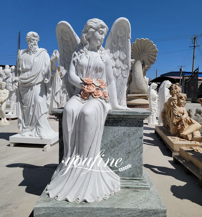 single headstone with angel