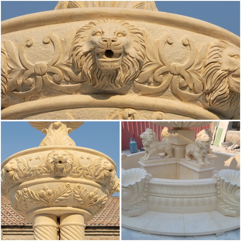 details of marble lion fountain