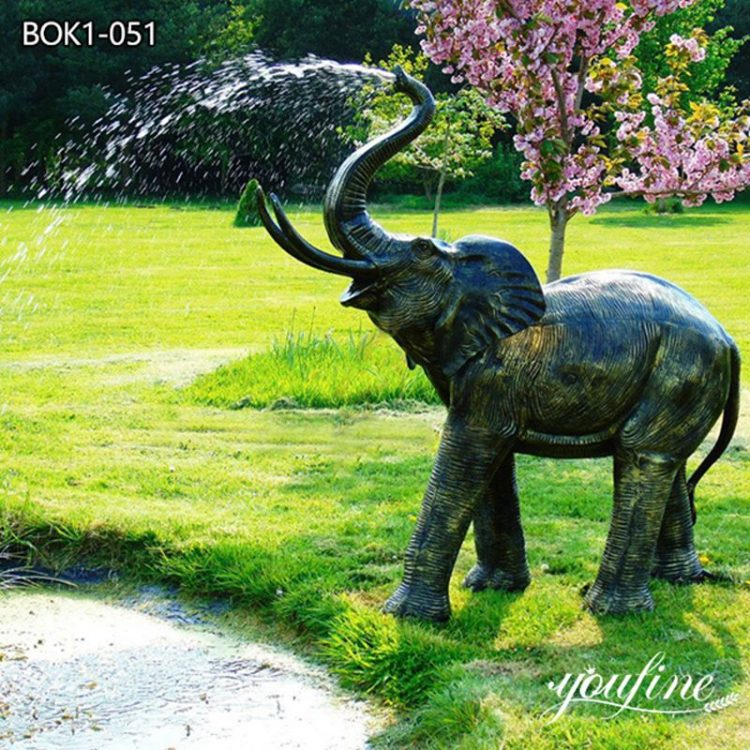 Garden Bronze Elephant Fountain with Trunk Up BOK1-051
