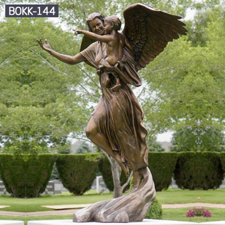 Garden Bronze Angel Figurines with Child Statue BOKK-144