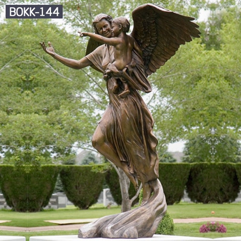 Garden Bronze Angel Figurines with Child Statue BOKK-144