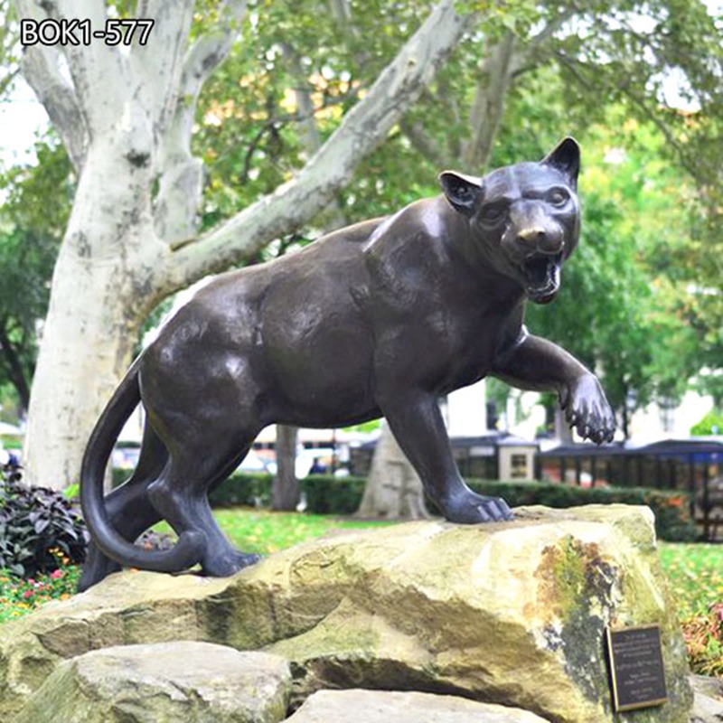 Life Size Bronze Black Panther Sculpture Decor BOK1-577