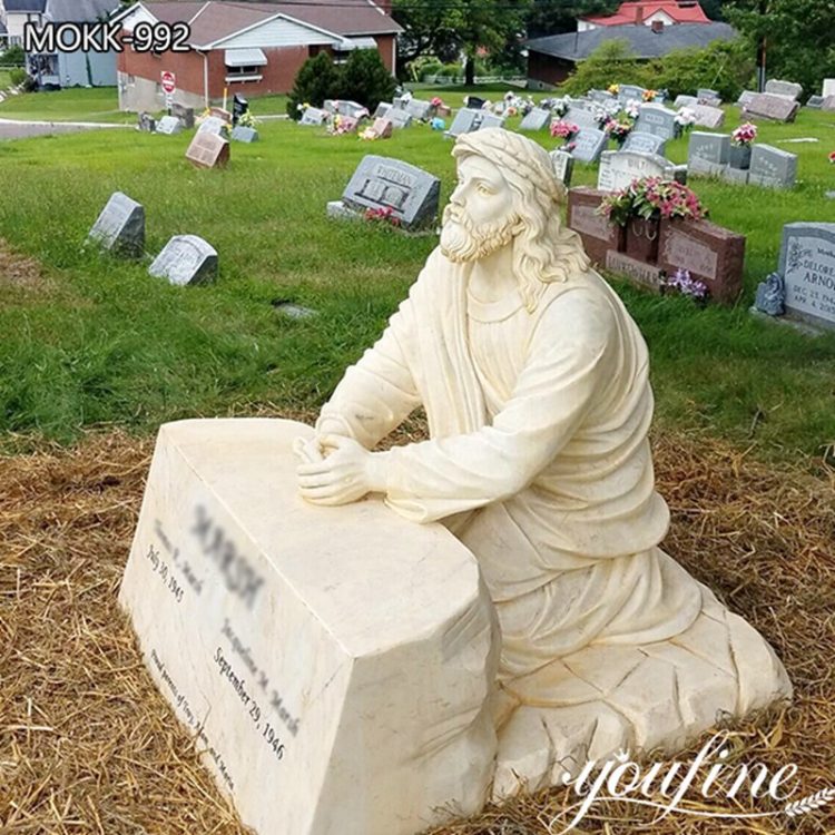 Hand Carved Marble Kneeling Jesus Headstone MOKK-992