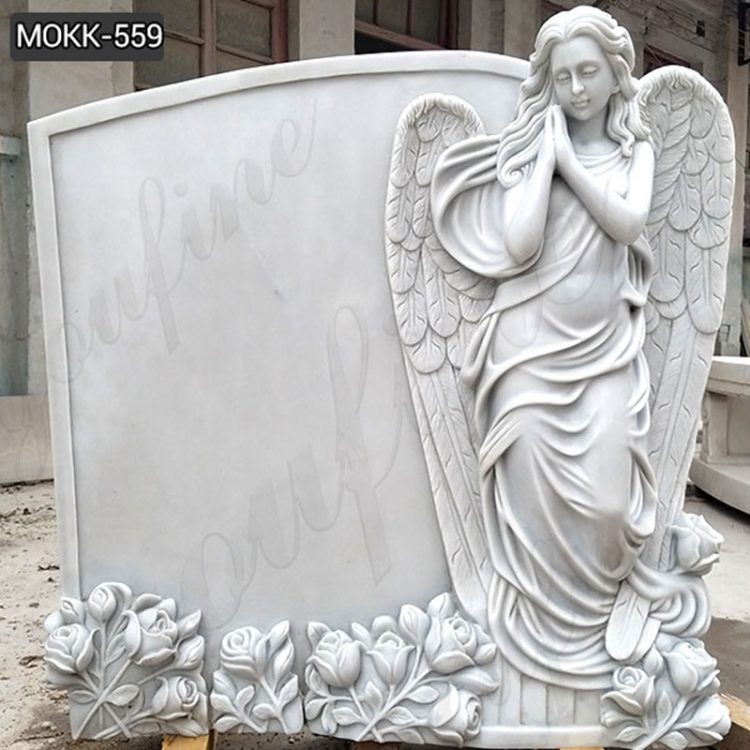 Hands Together Marble Angel Tombstone for Sale MOKK-559