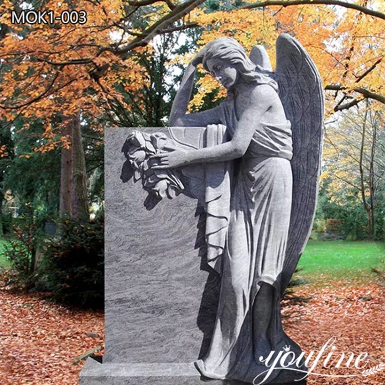 Gray Marble Crying Angel Gravestone for Sale MOK1-003