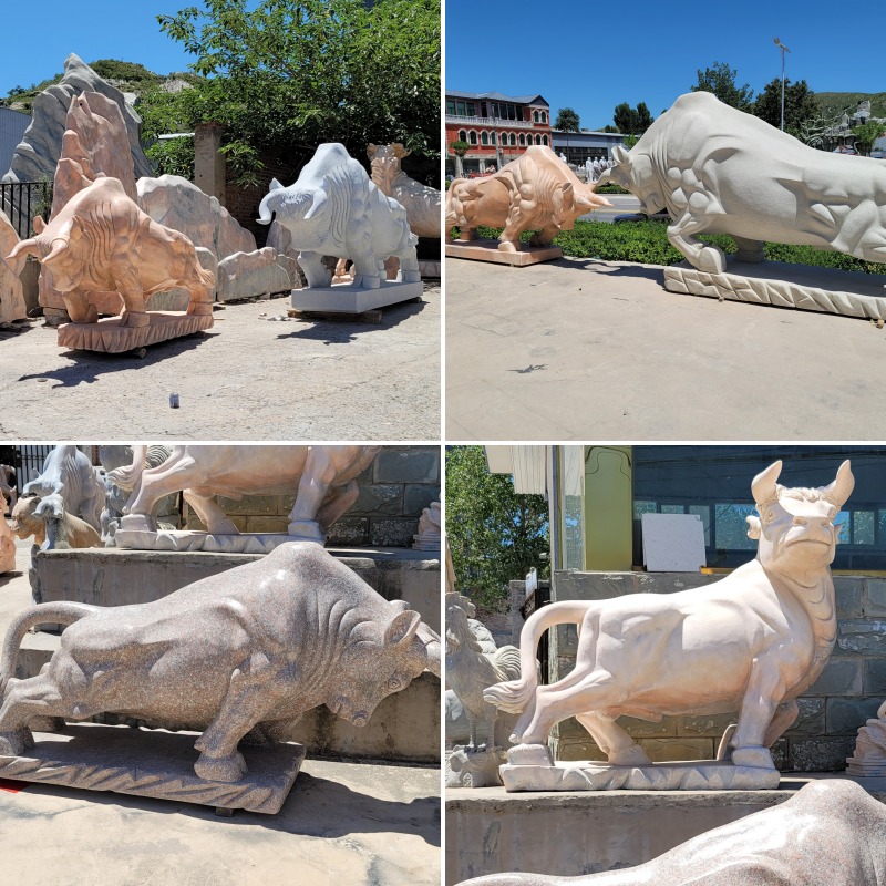more marble bull statues