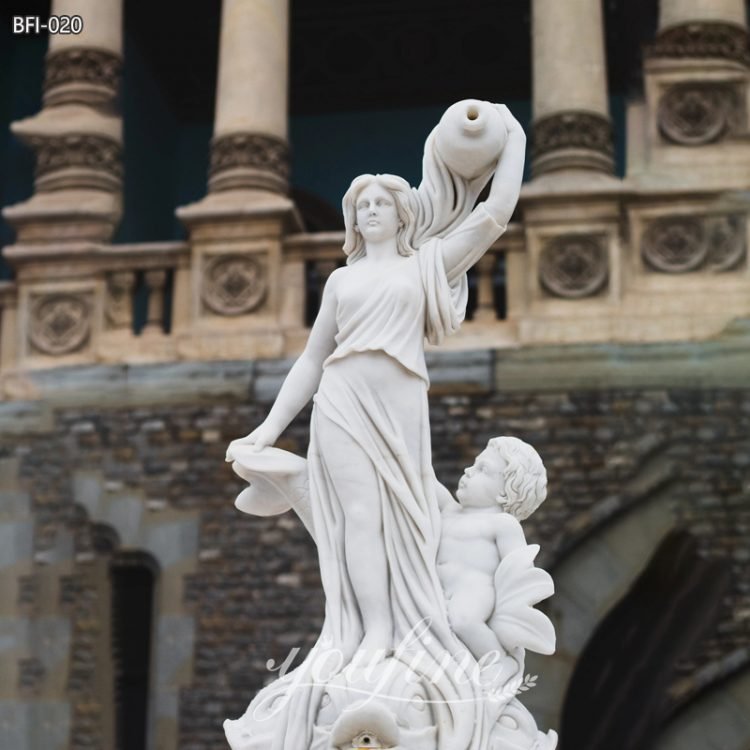 Hand Carved Marble Crock Goddess and Child Statue for Sale BFI-020