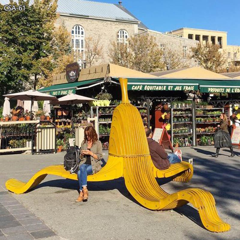 Large Yellow Metal Banana Sculpture for Outdoor CSA-61
