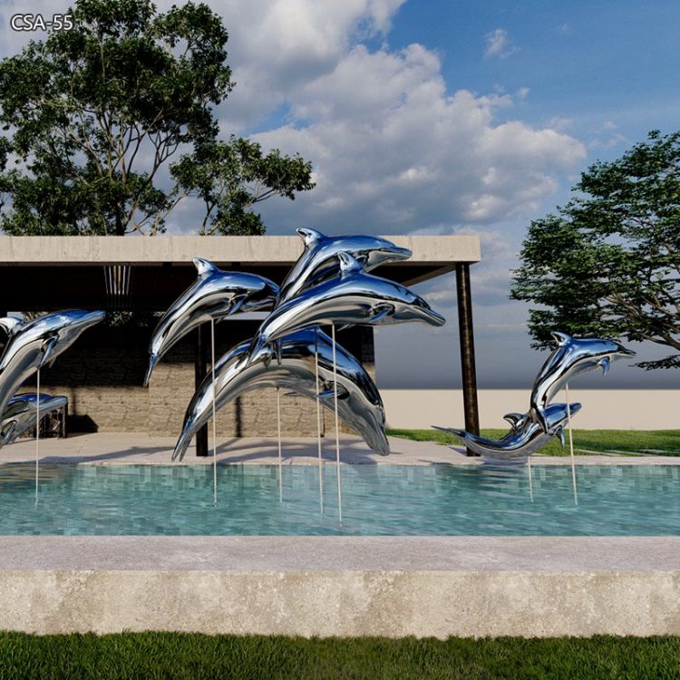 Swimming Pool Stainless Steel Dolphin Sculptures for Sale