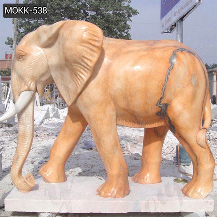 Life Size Yellow Marble Elephant Statue Supplier