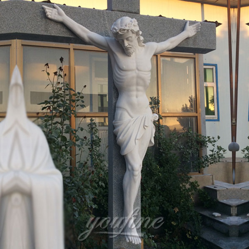 Custom Hand Carved Marble Jesus Crucifix Statue