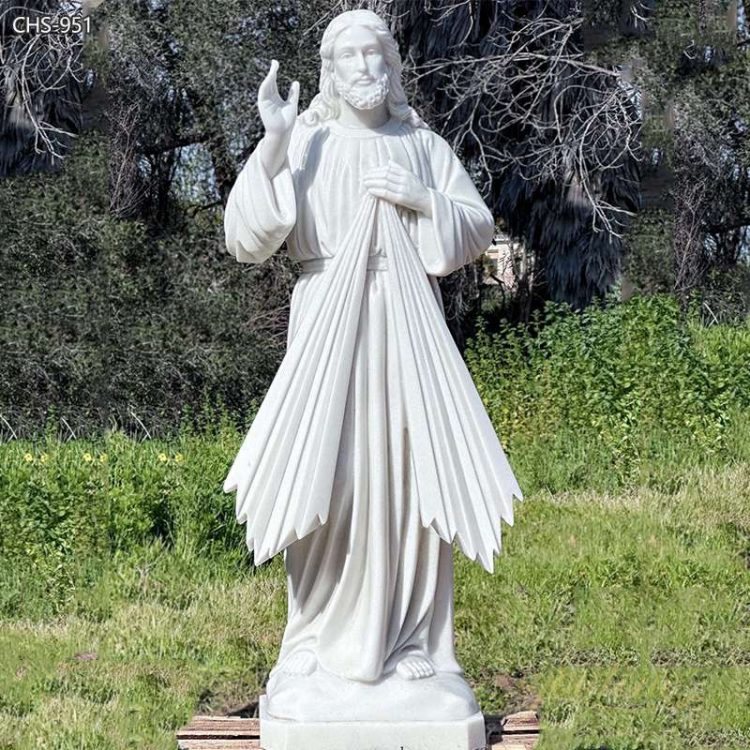 Hand Carved White Marble Jesus Statue for Church