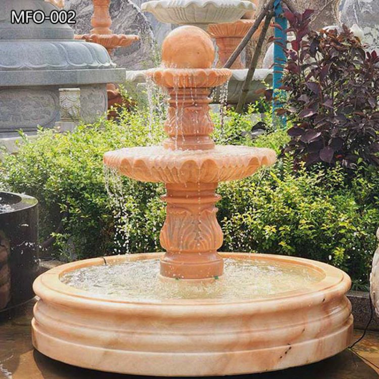 Outdoor Sunset Red Marble Rolling Ball Fountain