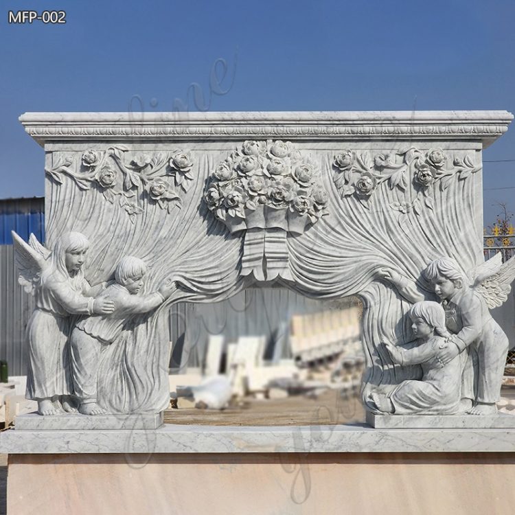 Carrara Custom Marble Fireplace Surround with Child Statues