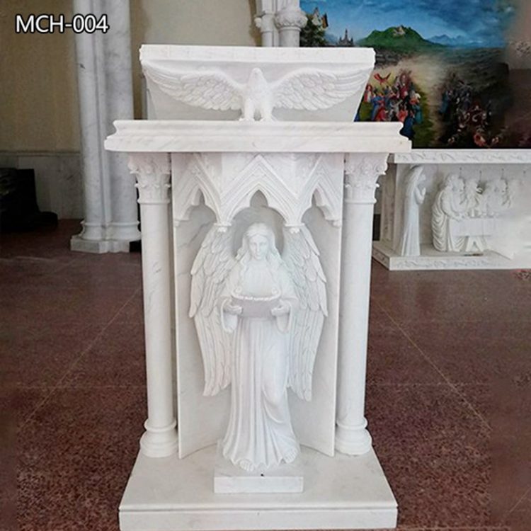 White Hand Carved Marble Pulpit for Church