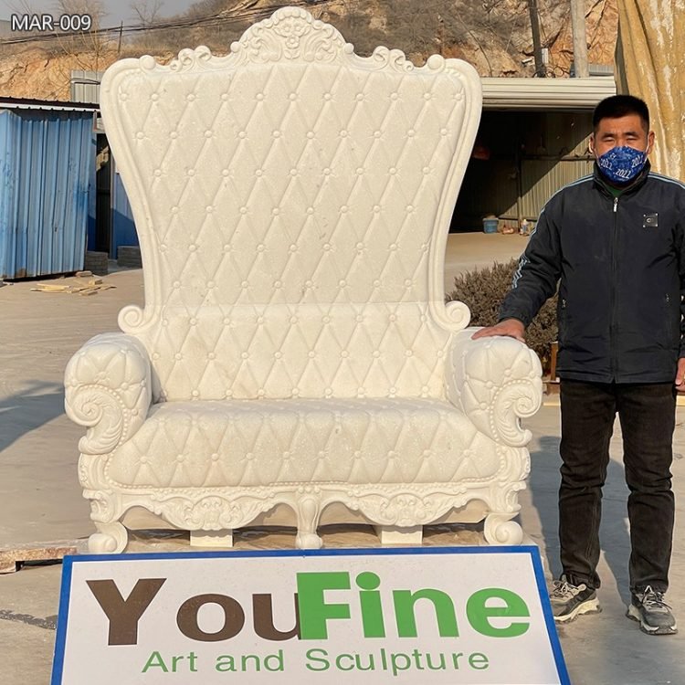 Gorgeous Hand Carved White Marble Sofa for Sale