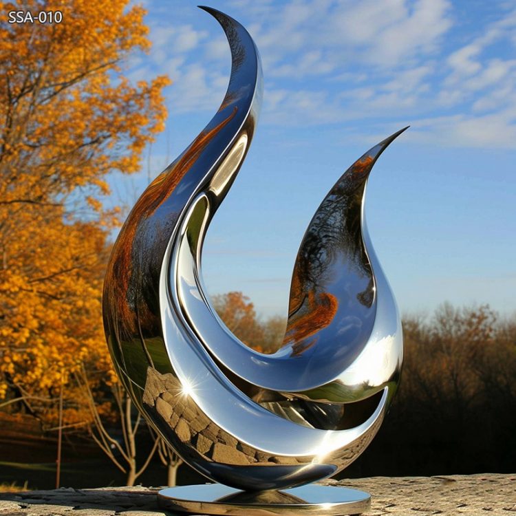 Mirror Stainless Steel Flame Garden Sculpture for Garden