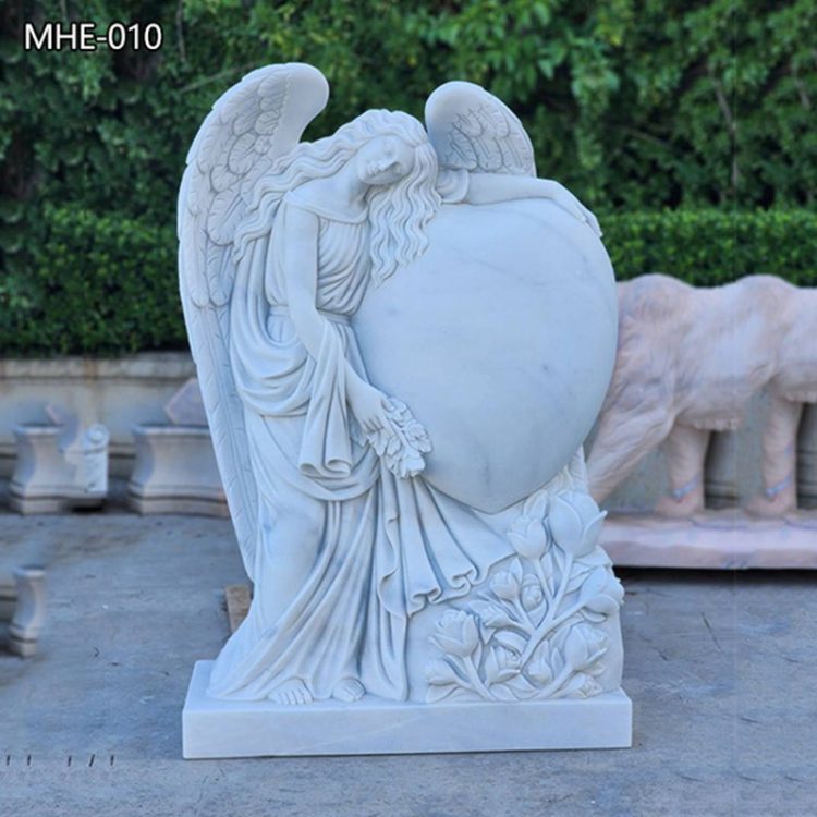 Hand Carved Marble Weeping Angel Headstone for Sale