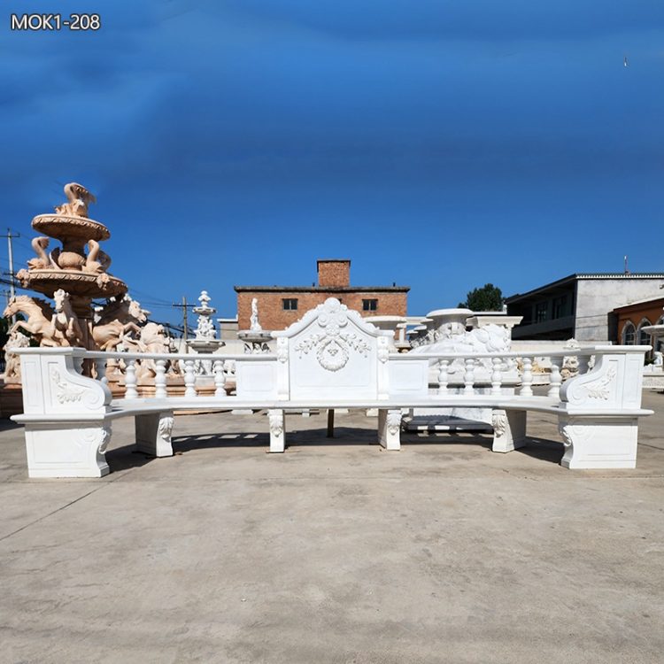 Long Hand Carved Garden Marble Bench for Sale